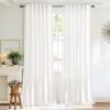 imageNICETOWN Linen Curtains Back Tab 90 Inch Long 2 Panels Set for Living Room 42 Wide Thick Flax Linen Blend Privacy Window Drapes Rod Pocket amp Back Tab with Light Filtering for BedroomWhite