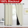 imageNICETOWN Living Room Completely Shaded Draperies Privacy Protection amp Noise Reducing Ring Top Drapes Black Lined Insulated Window Treatment Curtain Panels Beige 2 Pieces W42 x L72