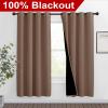 imageNICETOWN Living Room Completely Shaded Draperies Privacy Protection amp Noise Reducing Ring Top Drapes Black Lined Insulated Window Treatment Curtain PanelsCappuccino 2 Pieces W46 x L72
