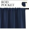 imageNICETOWN Room Darkening Curtains for Bedroom Navy Set of 2 Panels 62 x 84 Inch Triple Weave Home Decoration Thermal Insulated Solid Drapes for Patio Door