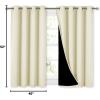 imageNICETOWN Room Warming Curtains Bedroom Full Blackout Panels Super Thick Insulated Window Covers Complete Blackout Draperies with Black Liner for Short Window Beige Set of 2 52 by 45inch