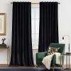 imageNICETOWN Sage Green Velvet Curtains Long Drapes Living Room Office Luxury Bedroom Room Darkening Velvet Curtains Rod Pocket Velvet Curtains 84 Long 52 inches Wide Set of 2Black
