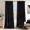 imageNICETOWN Sage Green Velvet Curtains Long Drapes Living Room Office Luxury Bedroom Room Darkening Velvet Curtains Rod Pocket Velvet Curtains 84 Long 52 inches Wide Set of 2Black