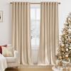 imageNICETOWN Sage Green Velvet Curtains Long Drapes Living Room Office Luxury Bedroom Room Darkening Velvet Curtains Rod Pocket Velvet Curtains 84 Long 52 inches Wide Set of 2Beige