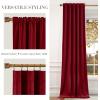 imageNICETOWN Sage Green Velvet Curtains Long Drapes Living Room Office Luxury Bedroom Room Darkening Velvet Curtains Rod Pocket Velvet Curtains 84 Long 52 inches Wide Set of 2Red