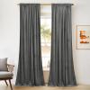imageNICETOWN Sage Green Velvet Curtains Long Drapes Living Room Office Luxury Bedroom Room Darkening Velvet Curtains Rod Pocket Velvet Curtains 84 Long 52 inches Wide Set of 2Grey