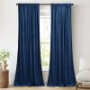 imageNICETOWN Sage Green Velvet Curtains Long Drapes Living Room Office Luxury Bedroom Room Darkening Velvet Curtains Rod Pocket Velvet Curtains 84 Long 52 inches Wide Set of 2Navy Blue