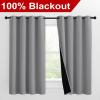 imageNICETOWN Silver Grey 100 Blackout Curtains with Heat and Cold Blocking Thermal Insulated 2Layer Lined Drapes Noise Cancellation Window Draperies for Offie Room 2 Panels 55inch W by 57inch L