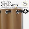 imageNICETOWN Sleek Blackout Curtains 45 inches Length for Small Windows Noise Reducing and Block Draft Panels for Door Doorway Laundry Office Luxury Decor Theme 2 Panels Gold Brown W34 x L45 Inch