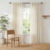 imageNICETOWN Thick Linen Semi Sheer Gold Brown Curtains for Famhouse Pleat Tape Semi Sheer Drapes Privacy Added with Light Filtering Window Treatments for Bedroom W52 x L108 2 PanelsNatural