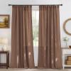 imageNICETOWN Thick Linen Semi Sheer Gold Brown Curtains for Famhouse Pleat Tape Semi Sheer Drapes Privacy Added with Light Filtering Window Treatments for Bedroom W52 x L108 2 PanelsGold Brown