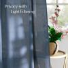 imageNICETOWN Thick Linen Semi Sheer Gold Brown Curtains for Famhouse Pleat Tape Semi Sheer Drapes Privacy Added with Light Filtering Window Treatments for Bedroom W52 x L108 2 PanelsNavy Blue