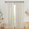 imageNICETOWN Thick Linen Semi Sheer Gold Brown Curtains for Famhouse Pleat Tape Semi Sheer Drapes Privacy Added with Light Filtering Window Treatments for Bedroom W52 x L108 2 PanelsNatural