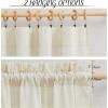 imageNICETOWN Thick Linen Semi Sheer Gold Brown Curtains for Famhouse Pleat Tape Semi Sheer Drapes Privacy Added with Light Filtering Window Treatments for Bedroom W52 x L108 2 PanelsOff White Rod Pocket