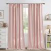 imageNICETOWN Thick Linen Semi Sheer Gold Brown Curtains for Famhouse Pleat Tape Semi Sheer Drapes Privacy Added with Light Filtering Window Treatments for Bedroom W52 x L108 2 PanelsLight Pink