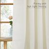 imageNICETOWN Thick Linen Semi Sheer Gold Brown Curtains for Famhouse Pleat Tape Semi Sheer Drapes Privacy Added with Light Filtering Window Treatments for Bedroom W52 x L108 2 PanelsOff White Rod Pocket