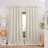 imageNICETOWN Thick Linen Semi Sheer Gold Brown Curtains for Famhouse Pleat Tape Semi Sheer Drapes Privacy Added with Light Filtering Window Treatments for Bedroom W52 x L108 2 PanelsNatural Rod Pocket