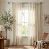 imageNICETOWN Thick Linen Semi Sheer Gold Brown Curtains for Famhouse Pleat Tape Semi Sheer Drapes Privacy Added with Light Filtering Window Treatments for Bedroom W52 x L108 2 PanelsNatural