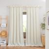 imageNICETOWN Thick Linen Semi Sheer Gold Brown Curtains for Famhouse Pleat Tape Semi Sheer Drapes Privacy Added with Light Filtering Window Treatments for Bedroom W52 x L108 2 PanelsOff White Rod Pocket
