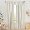 imageNICETOWN Thick Linen Semi Sheer Gold Brown Curtains for Famhouse Pleat Tape Semi Sheer Drapes Privacy Added with Light Filtering Window Treatments for Bedroom W52 x L108 2 PanelsNatural