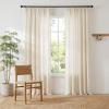 imageNICETOWN Thick Linen Semi Sheer Gold Brown Curtains for Famhouse Pleat Tape Semi Sheer Drapes Privacy Added with Light Filtering Window Treatments for Bedroom W52 x L108 2 PanelsNatural