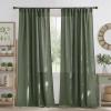 imageNICETOWN Thick Linen Semi Sheer Gold Brown Curtains for Famhouse Pleat Tape Semi Sheer Drapes Privacy Added with Light Filtering Window Treatments for Bedroom W52 x L108 2 PanelsForest Green