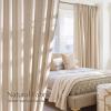 imageNICETOWN Thick Linen Semi Sheer Gold Brown Curtains for Famhouse Pleat Tape Semi Sheer Drapes Privacy Added with Light Filtering Window Treatments for Bedroom W52 x L108 2 PanelsAngora