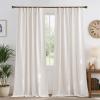 imageNICETOWN Thick Linen Semi Sheer Gold Brown Curtains for Famhouse Pleat Tape Semi Sheer Drapes Privacy Added with Light Filtering Window Treatments for Bedroom W52 x L108 2 PanelsCream