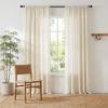imageNICETOWN Thick Linen Semi Sheer Gold Brown Curtains for Famhouse Pleat Tape Semi Sheer Drapes Privacy Added with Light Filtering Window Treatments for Bedroom W52 x L108 2 PanelsNatural