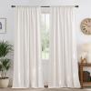imageNICETOWN Thick Linen Semi Sheer Gold Brown Curtains for Famhouse Pleat Tape Semi Sheer Drapes Privacy Added with Light Filtering Window Treatments for Bedroom W52 x L108 2 PanelsCream