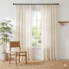 imageNICETOWN Thick Linen Semi Sheer Gold Brown Curtains for Famhouse Pleat Tape Semi Sheer Drapes Privacy Added with Light Filtering Window Treatments for Bedroom W52 x L108 2 PanelsNatural