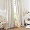 imageNICETOWN Thick Linen Semi Sheer Gold Brown Curtains for Famhouse Pleat Tape Semi Sheer Drapes Privacy Added with Light Filtering Window Treatments for Bedroom W52 x L108 2 PanelsNatural