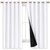 imageNICETOWN White 100 Blackout Lined Curtains 2 Thick Layers Completely Blackout Window Treatment Thermal Insulated Drapes for KitchenBedroom 1 Pair 70 inches Width x 63 inches Length Each Panel