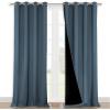 imageNICETOWN 100 Blackout Blinds Set of 2 46 x 96 Smoky Blue Laundry Room Decor Window Treatment Curtains for Large Patio Sliding Door Thermal Insulated Curtains for Bedroom