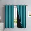 imageNICETOWN 100 Blackout Short Curtains with Black Liners 2 Panels 37 W by 40 L Peacock Teal Solid Thermal Insulated Full Blackout 2Layer Lined Drapes Energy Efficiency Window Drapes for Bedroom