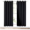 imageNICETOWN 100 Blackout Window Curtain Panels Full Light Blocking Drapes with Black Liner for Nursery 72 inches Drop Thermal Bedroom Drapes and Curtains Black 2 Pieces 52 inches Wide Per Panel