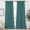 imageNICETOWN Bedroom Blackout Curtain Panels  Sea Teal Color 52 x 120 inch 2 PCs Insulating Energy Saving Solid Rod Pocket Blackout Drapes for Hall Villa
