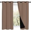 imageNICETOWN Bedroom Full Blackout Curtain Panels Super Thick Insulated Window Covers Keeping Out Cold Air and Heat 100 Blackout Blinds with Black Liner Cappuccino Set of 2 PCs 42 by 54inch