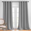 imageNICETOWN Blackout Silver Grey Curtains 90 inch Length  Triple Weave Energy Saving Thermal Insulated Solid Grommet Blackout Draperies for BedroomLiving Room 1 Pair W52 x L90