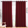 imageNICETOWN Burgundy Red Sliding Door Curtains 2 Panels Set 118 inches Long Grommet Thermal Blackout Curtains Privacy Room Divider Sound Reducing for BedroomLiving Room W66 x L118