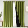 imageNICETOWN Full Shading Curtains for Windows Fresh Green Pack of 2 62 inches W x 95 inches L Super HeavyDuty Black Lined Blackout Curtains for Bedroom Privacy Assured Window Treatment