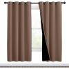imageNICETOWN Living Room Completely Shaded Draperies Privacy Protection amp Noise Reducing Ring Top Drapes Black Lined Insulated Window Treatment Curtain PanelsCappuccino 2 Pieces W46 x L72