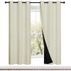 imageNICETOWN Living Room Completely Shaded Draperies Privacy Protection amp Noise Reducing Ring Top Drapes Black Lined Insulated Window Treatment Curtain Panels Beige 2 Pieces W42 x L72