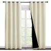 imageNICETOWN Living Room Completely Shaded Draperies Privacy Protection amp Noise Reducing Ring Top Drapes Black Lined Insulated Window Treatment Curtain Panels Beige 2 Pieces W55 x L86