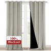 imageNICETOWN Natural 100 Blackout Curtains for Windows Pack of 2 52 inches W x 102 inches L Super HeavyDuty Black Lined Total Darkness Drapes for Bedroom Privacy Assured Window Treatment for Patio