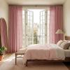 imageNICETOWN Pinch Pleated Linen Blend Curtains 84 inches Long 2 Panels Set Semi Sheer Privacy with Light Filtering Window Treatments Home Decor for BedroomLiving Room Ivory W40 x L84Baby Pink