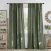imageNICETOWN Thick Linen Semi Sheer Gold Brown Curtains for Famhouse Pleat Tape Semi Sheer Drapes Privacy Added with Light Filtering Window Treatments for Bedroom W52 x L108 2 PanelsForest Green