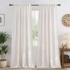 imageNICETOWN Thick Linen Semi Sheer Gold Brown Curtains for Famhouse Pleat Tape Semi Sheer Drapes Privacy Added with Light Filtering Window Treatments for Bedroom W52 x L108 2 PanelsCream