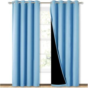 imageNICETOWN 100 Blackout Curtains 84 inches Long Blue 52 inches Wide Pair of Energy Smart amp Noise Blocking Out Drapes for Baby Room Window Thermal Insulated Guest Room Lined Window Dressing