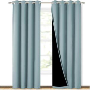 imageNICETOWN 100 Blackout Curtains 84 inches Long Sky Blue 52 inches Wide Pair of Energy Smart amp Noise Blocking Out Drapes for Baby Room Window Thermal Insulated Guest Room Lined Window Dressing